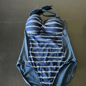 Navy blue one piece swimsuit